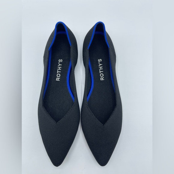 Rothys Womens 8 The Point Flats Black Knit Pointed Toe Slip On Shoes Washable - Picture 4 of 11